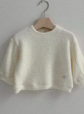 韩国童装代购ATOMEME男女孩小童2025冬新款儿童毛绒百搭卫衣绒衣