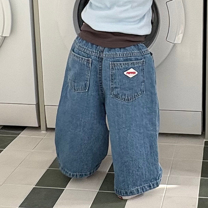 韩国童装代购2026春新款pepper男女孩百搭小童时尚宽松直筒牛仔裤,童装/婴儿装/亲子装,裤子,淘宝优惠券,粉丝福利购,淘宝优惠卷
