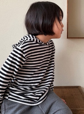 韩国童装代购2026春新款MiniBonbon男女孩时尚儿童连帽打底T恤