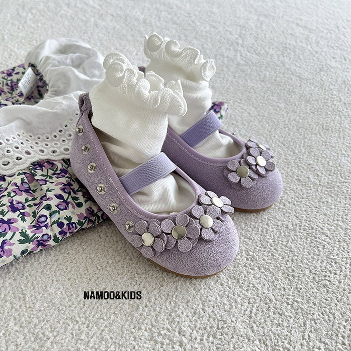 2025秋韩国童鞋代购NAMOO女孩宝宝百搭小花朵装饰儿童单鞋公主鞋