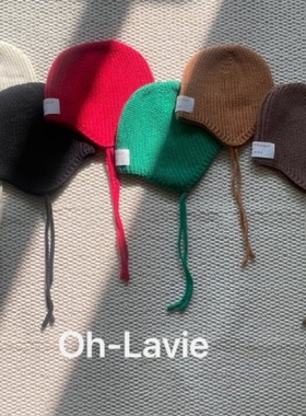 韩国儿童帽子代购2025冬款OhLavie男女孩宝宝百搭针织护耳毛线帽