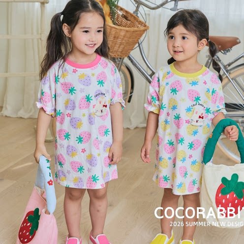 【韩国代购】童装2026夏新款Coco Rabbit女孩甜美儿童百搭连衣裙