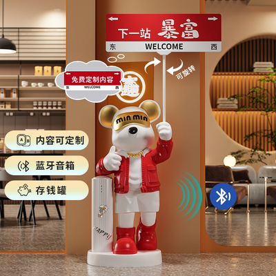 高档暴力熊存钱蓝牙音响落地摆件