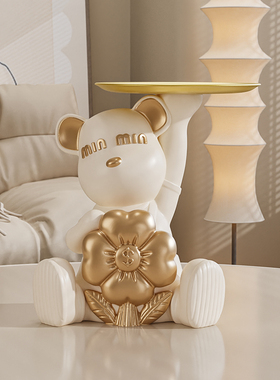 高级感奶油风有钱花小熊摆件