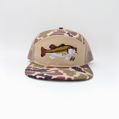 HONEY HOLE Bass Trucker Hat 美国户外鲈鱼刺绣硬顶网帽路亚钓鱼