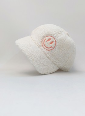 POSITIVITY - Tiny Whales美国品牌笑脸刺绣羊羔毛棒球帽弯檐孤品