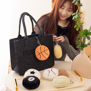 篮球排球创意足球毛绒玩偶小众钥匙扣2023年新款包包挂件书包挂饰