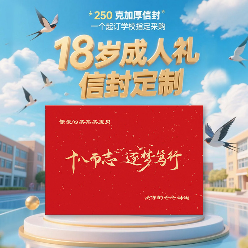 18岁成人礼生日礼物信封信纸套装家长烫金定制名字包邮家委老师