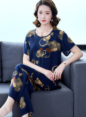 中老年妈妈女士人造棉薄款家居服