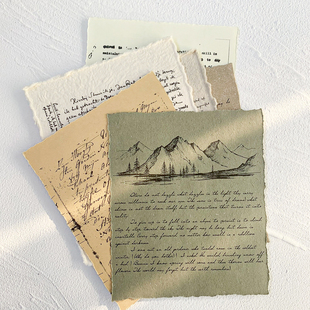 墨下【手撕素材纸】空白手帐便签纸便签本 毛边装饰卡片摄影道具