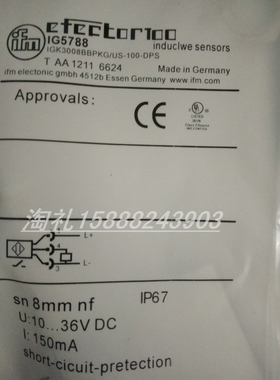 全新IFM易福门接近开关IG5765 IG5788 IG5790 IG5793 IG5795