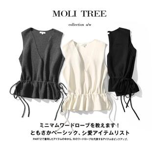 羊绒马甲女短款深V领2024秋冬韩版宽松收腰显瘦针织外搭背心外套