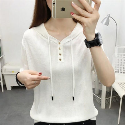 胖mm300斤宽松螺纹七分袖T恤女