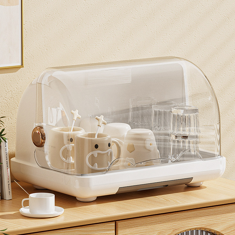 家用整理柜茶具收纳盒防尘带盖桌面水杯置物架餐桌厨房橱柜储物盒
