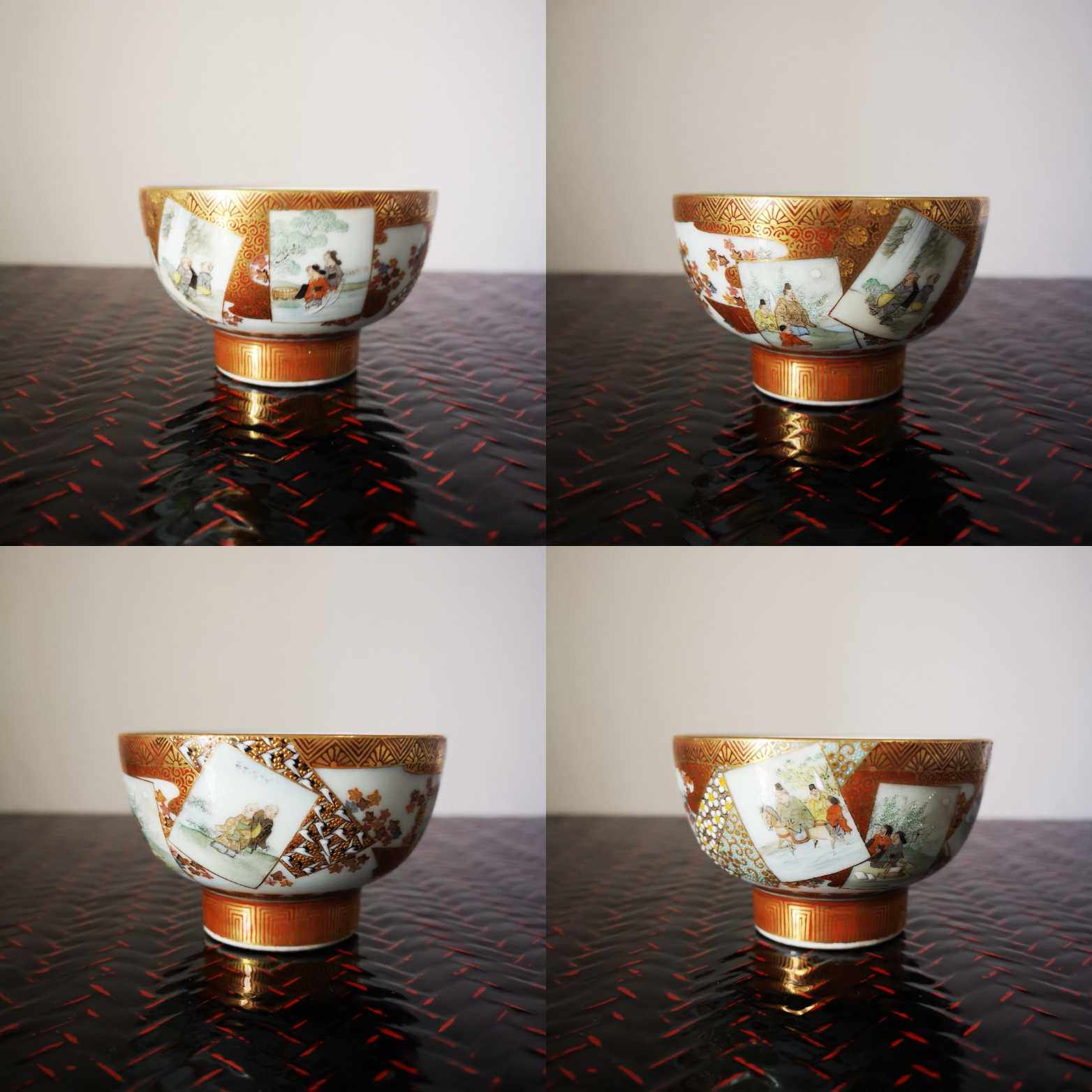 日本九谷明治中期鏑木製描金人物茶杯稀少收藏品7.3cm