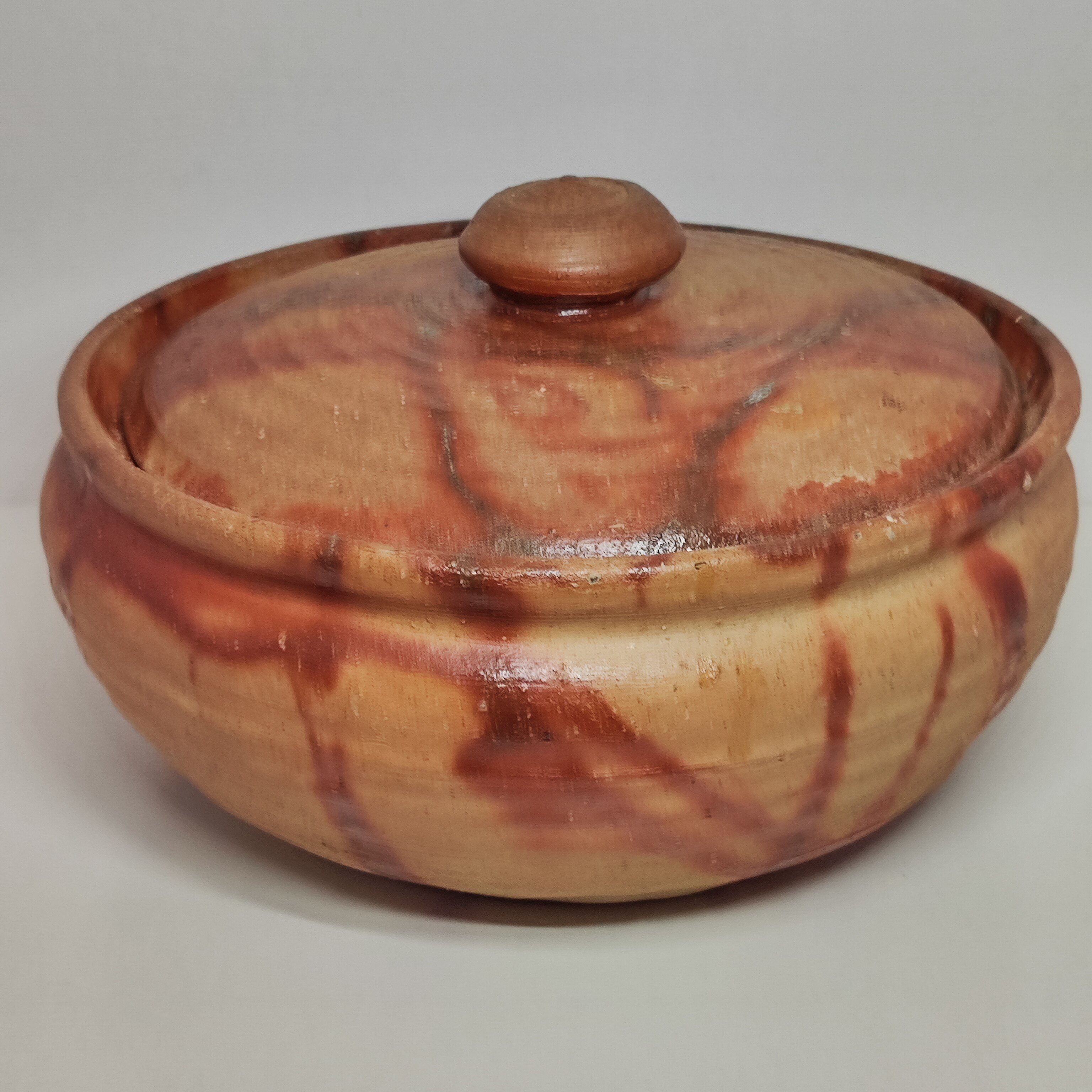 日本昭和备前烧绯鞠纹柴烧大锅/水指/茶叶罐全新全品23cm带原木盒