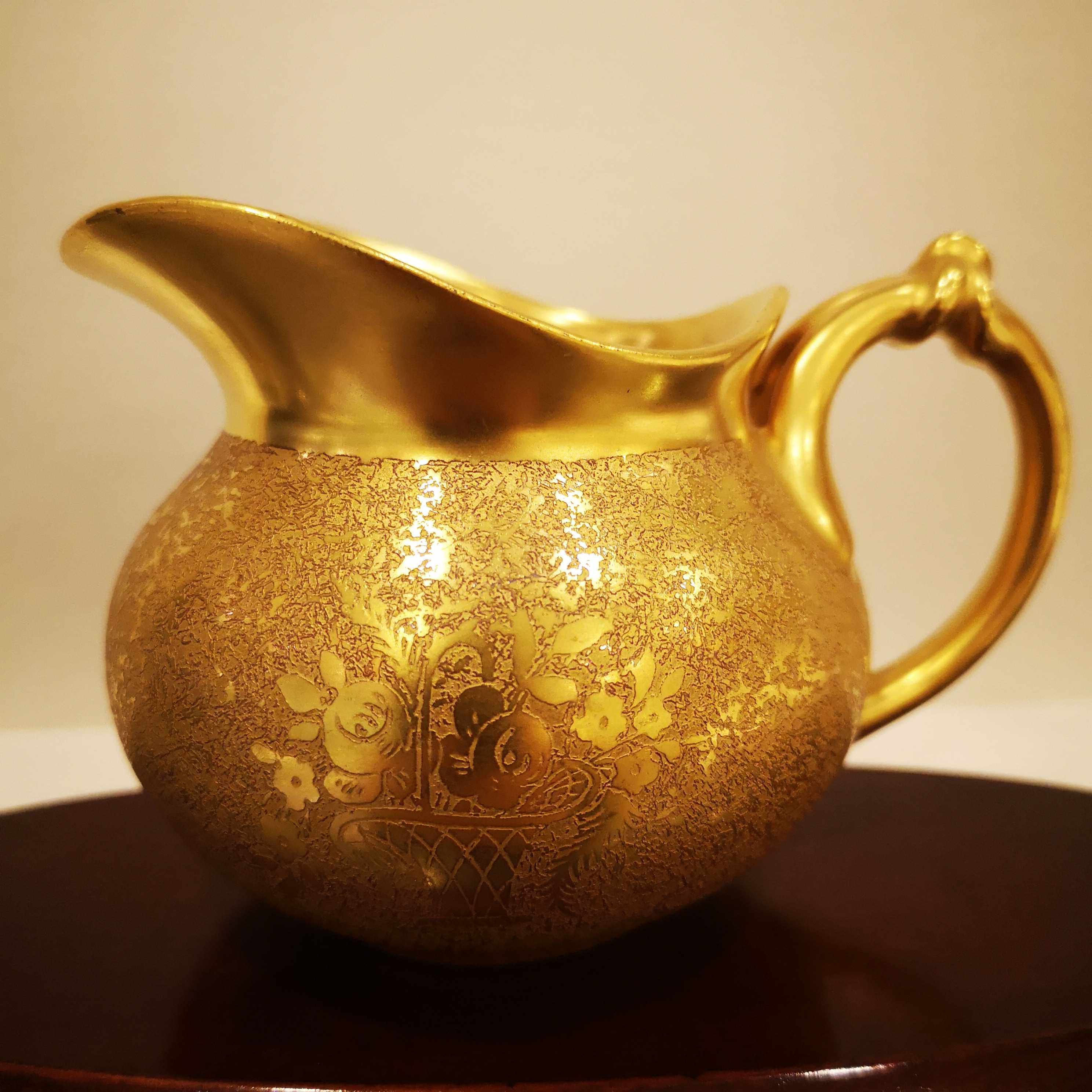 德国1925年老瓷器狮牌金彩浮雕红茶公道杯稀少品相完整