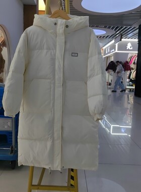 反季2024羽绒服女中长款连帽休闲宽松白鸭绒小个子白色面包服