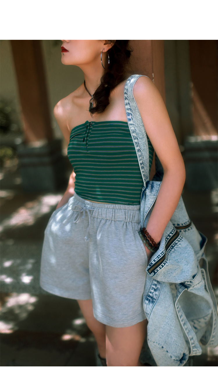 threeday短裤纯棉高腰短裤