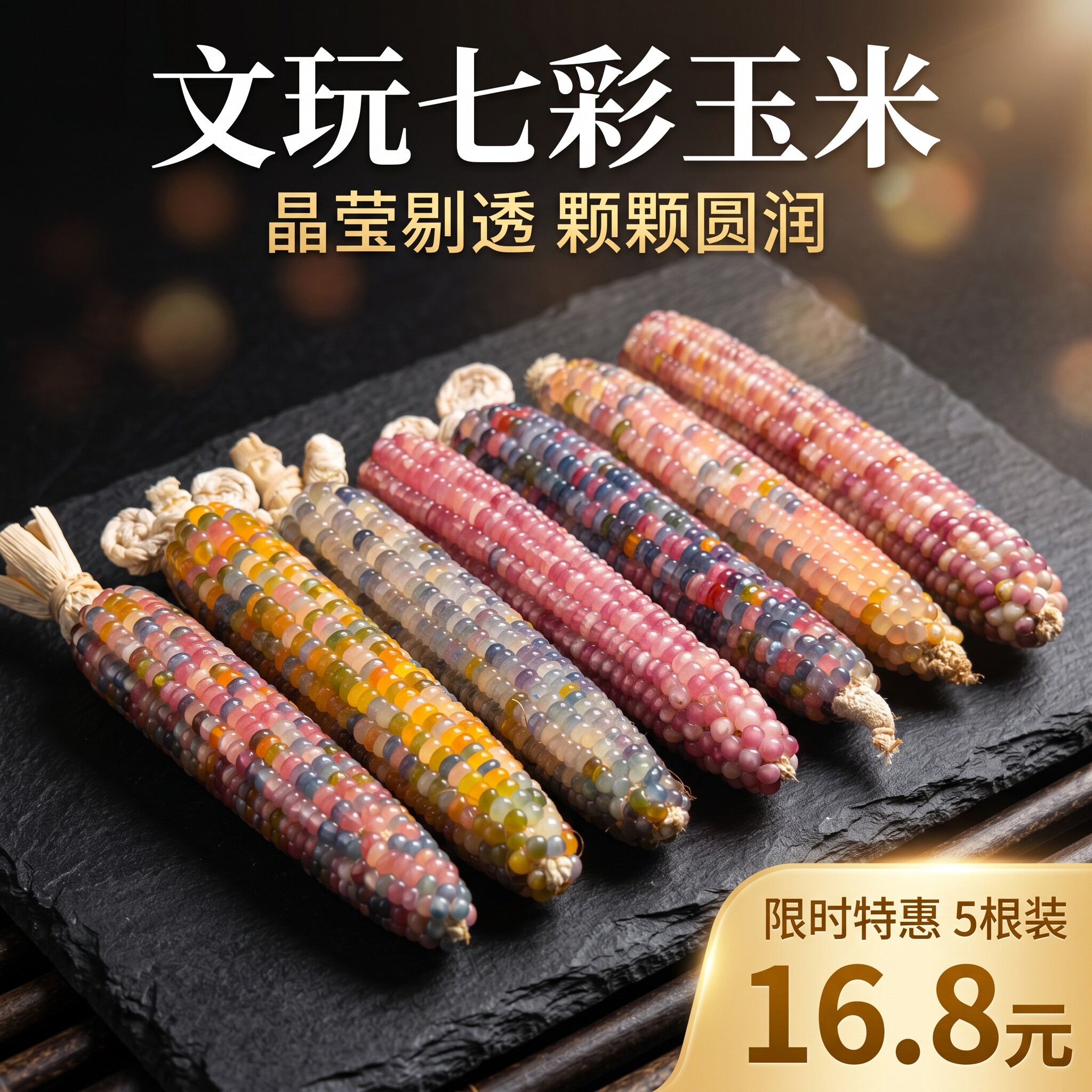 文玩玉米毛料七彩色手把件盘玩减压手工DIY材料文玩宝石迷你玉米
