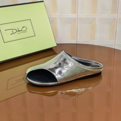 1015银色/牛皮女鞋夏季新款国风时尚百搭包头舒适厚底高跟平底