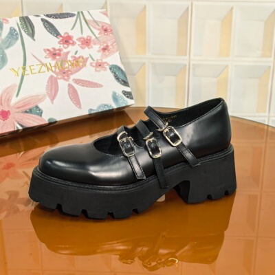 1110黑色/牛皮常规厚底金属春季黑色夏季防磨单鞋玛丽珍鞋乐福鞋