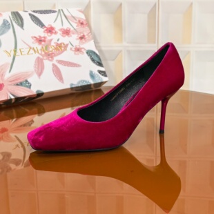子欧美风增高细跟高跟鞋 撤柜清仓处理鞋 女百搭 7CM丝绒布断码 8082
