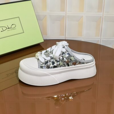 4Y35/5CM清仓撤柜断码处理网面新款夏季厚底包头一脚蹬女士时尚