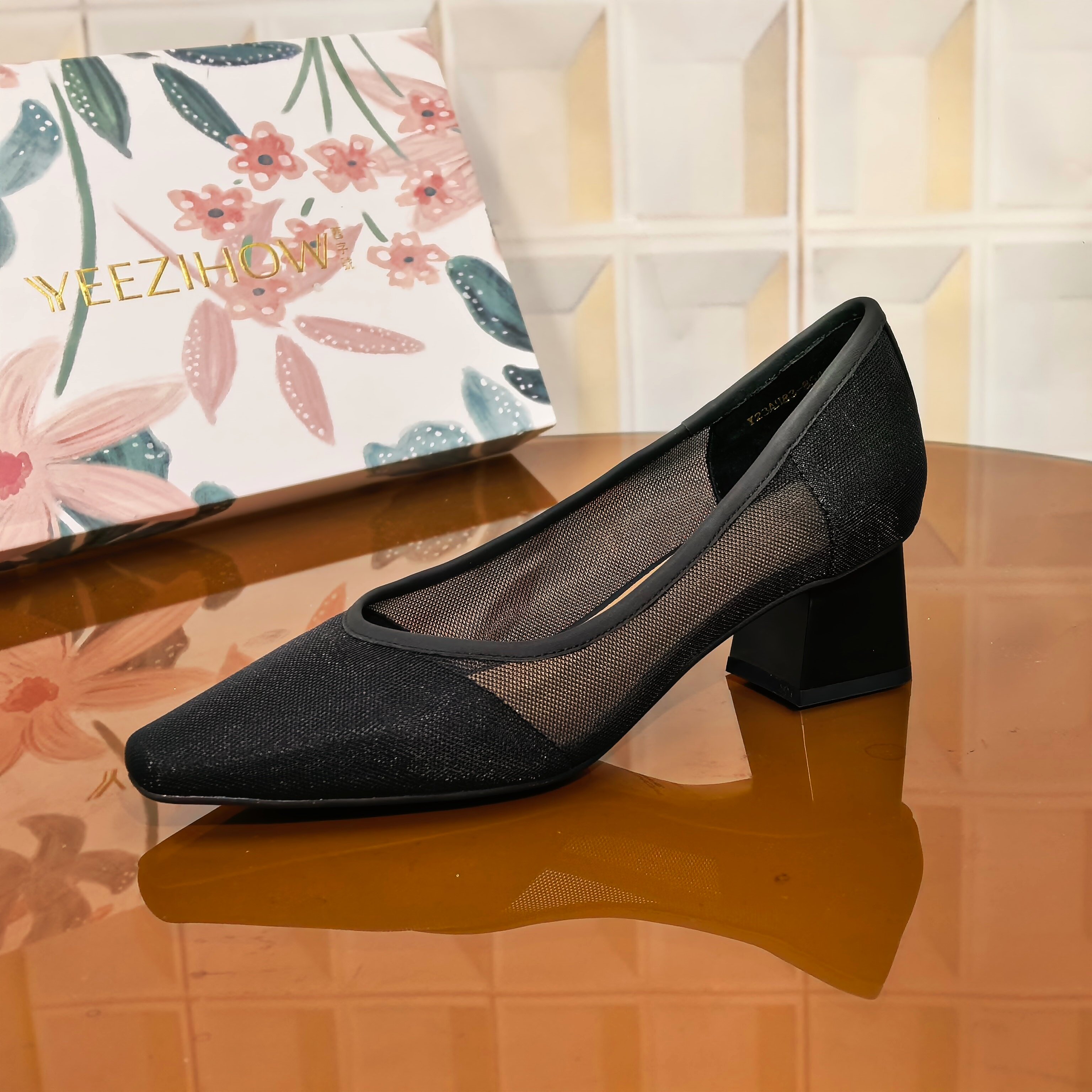 8549/3CM牛皮透气单鞋断码撤柜清仓处理夏季软底跟鞋浅口女士尖头