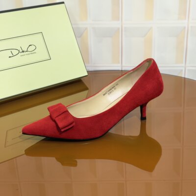 63D5/4CM羊皮清仓撤柜断码处理时尚百搭细跟尖头蝴蝶结女士新款