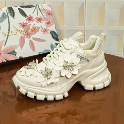 5857/5CM小牛皮断码撤柜清仓处理女鞋白色时尚百搭女士春季女厚底