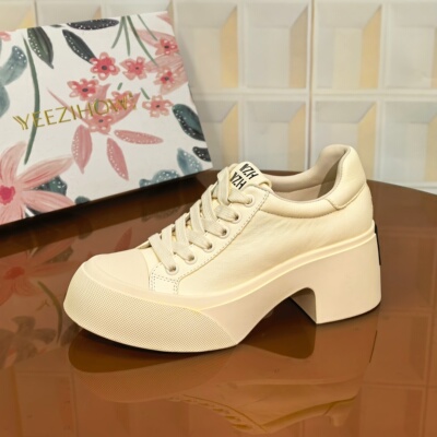 7189/6CM牛皮断码撤柜清仓处理高跟时尚休闲鞋小白鞋软底时尚圆头