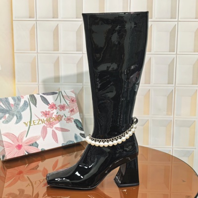 1529/6CM牛皮清仓撤柜断码处理时装靴高跟女靴女鞋短靴时尚女百搭