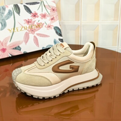 6811/5CM牛皮断码撤柜清仓处理女鞋春季增高百搭胶粘中跟透气运动