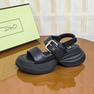 7173/6CM羊皮清仓撤柜断码处理水钻厚底时尚百搭女士夏季增高凉拖