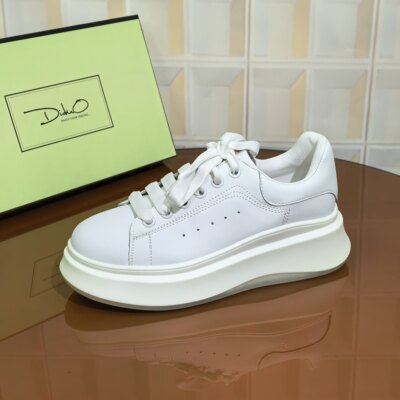 8C23/4CM牛皮清仓撤柜断码处理厚底增高系带小白鞋女士夏季百搭休