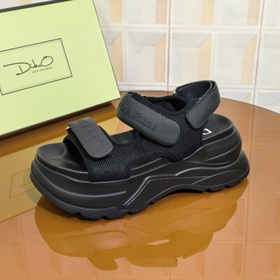 65C3/6CM羊皮清仓撤柜断码处理时尚休闲百搭夏季厚底高跟露趾坡跟