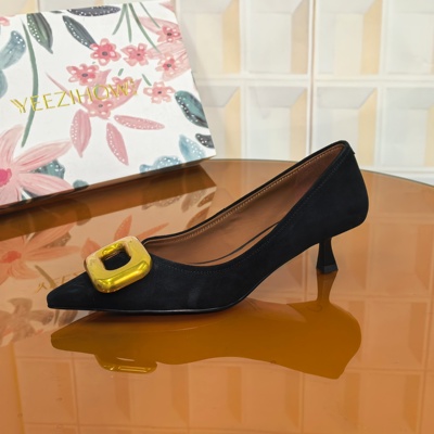 6020/4CM羊京皮清仓撤柜断码处理轻职风耐磨时尚尖头细跟高跟鞋女