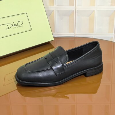 58T4/3CM牛皮清仓撤柜断码处理粗跟百搭英伦风一脚蹬乐福女鞋时尚