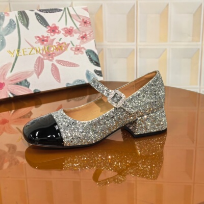 7857/3CM格利特单鞋断码撤柜清仓处理耐磨平底中跟跟鞋软底玛丽珍