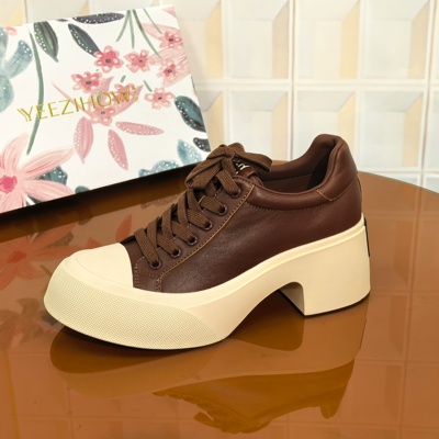 7189/5CM牛皮断码撤柜清仓处理厚底圆头松糕底深口中跟秋季乐福鞋