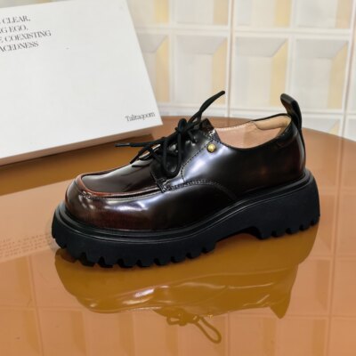 1041/5CM牛皮清仓撤柜断码处理中跟时尚春季增高单鞋百搭乐福鞋方