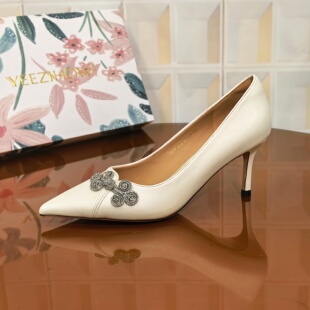 撤柜清仓处理拼接透气细跟尖头女士休闲细高跟鞋 3452 5CM牛皮断码