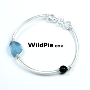 海蓝宝黑曜石S925纯银手串五行喜补缺水天然白水晶女手链轻奢设计