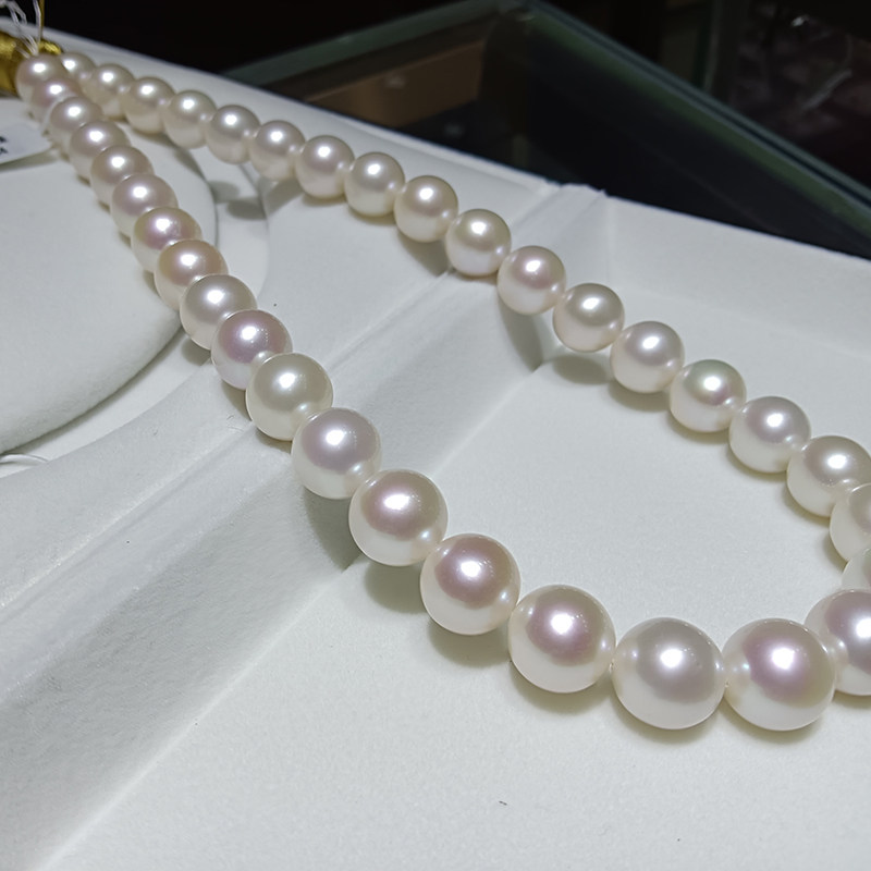 4A1珍珠项链12-13mm 天然正品 正圆无暇极强光无核大珍珠项链