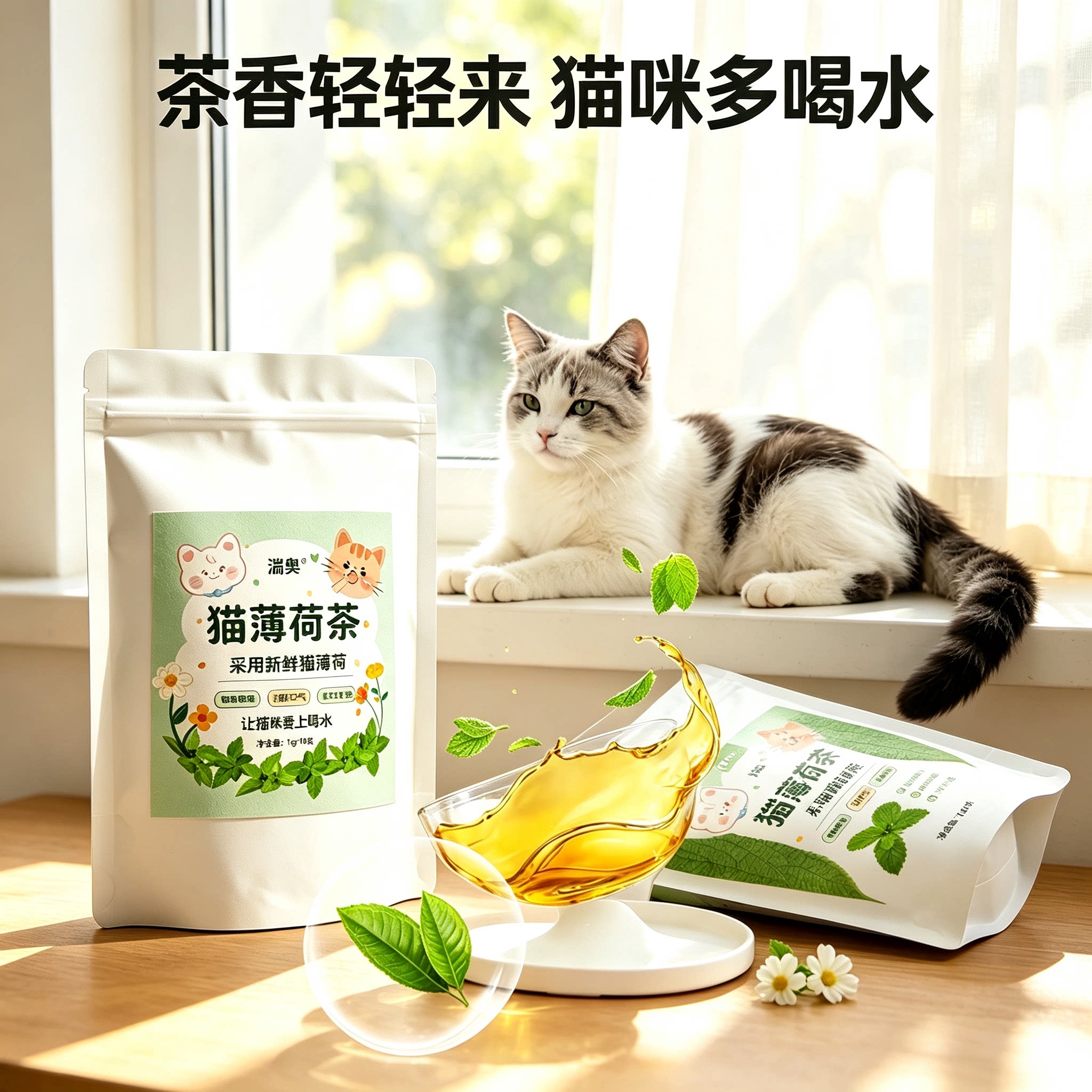 猫咪零食猫薄荷茶促进喝水促消化拌猫粮零食幼猫成猫排毛球口腔