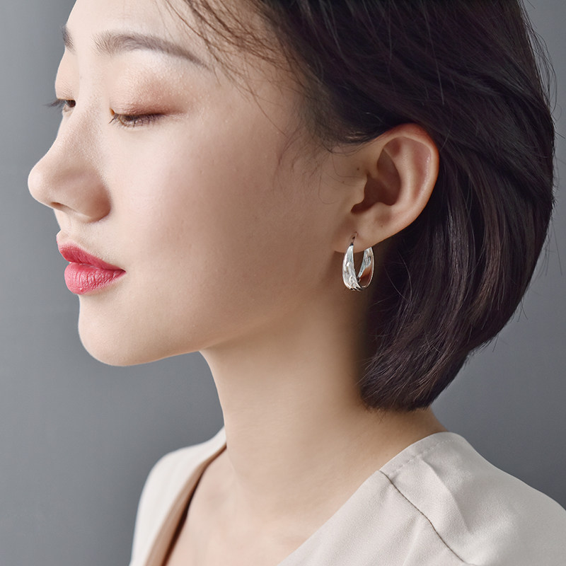 999纯银耳环女短款送妈妈老人图片