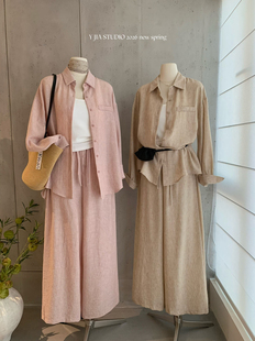 套装 Y.JIA 高腰显瘦阔腿休闲裤 背心 女 伊嘉早春松弛感老钱风衬衫