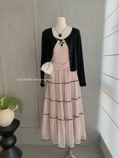 套装 蓬蓬蛋糕半身纱裙 纯欲蕾丝拼接吊带 Y.JIA伊嘉韩系针织开衫