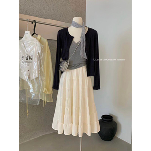 a字蛋糕半身裙绝美套装 吊带背心 女 外套 Y.JIA伊嘉少女感防晒开衫